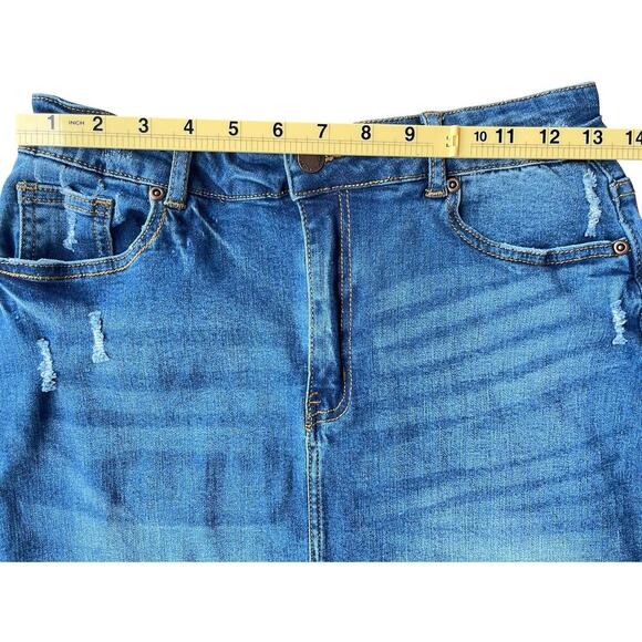 Hammer Jeans Asymmetrical Frayed Hem Midi Denim Skirt - Medium - Picture 10 of 13